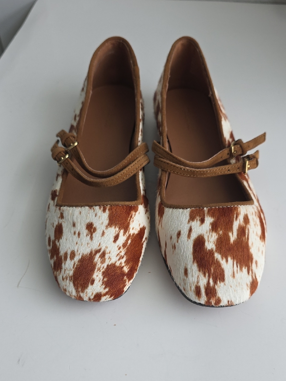 Madewell Greta  Strappy Ballete Flat Double Strap Calf Hair Rusett Multi Size 6 - Picture 2 of 12